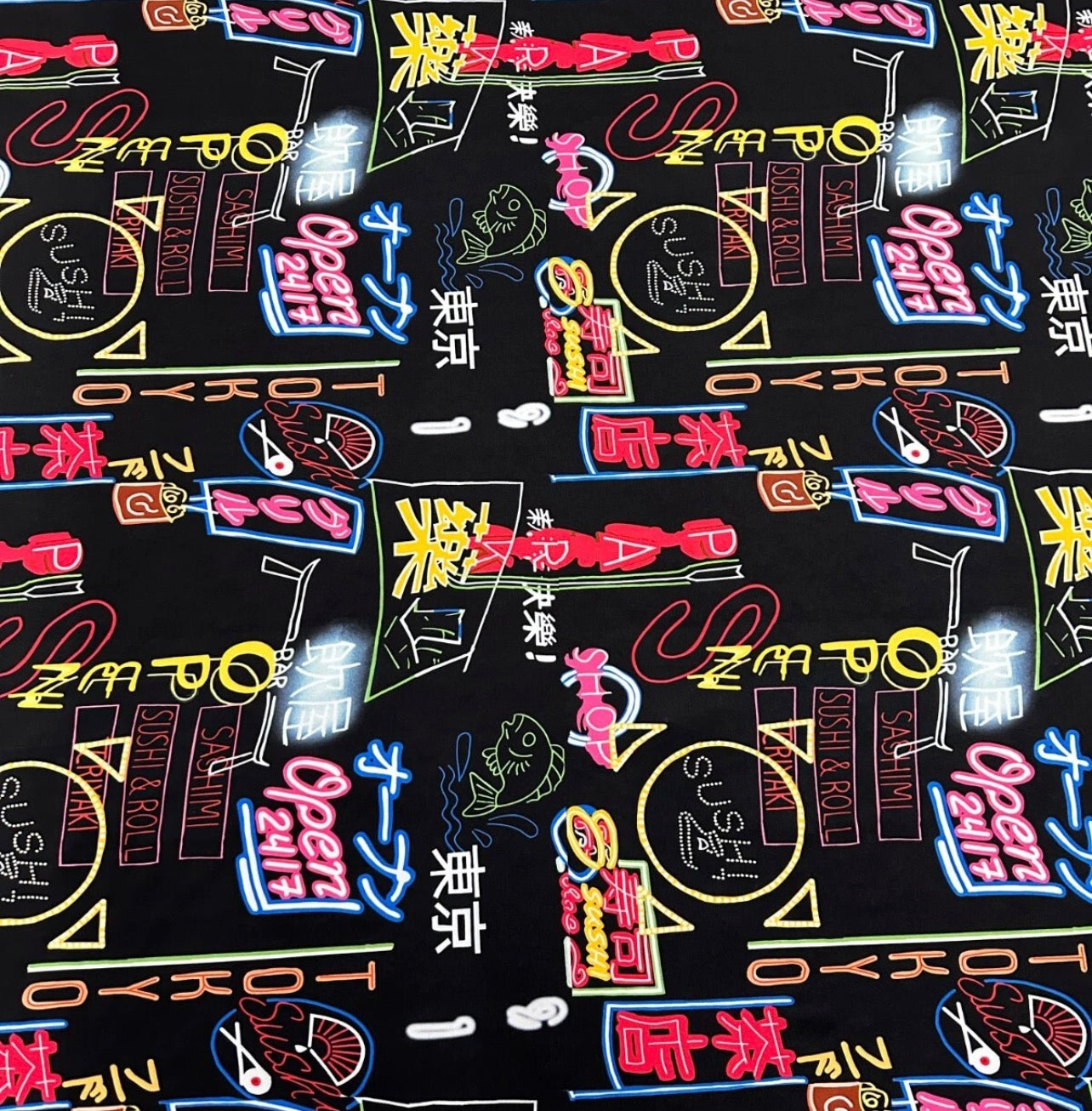 3 Metres Soft Touch Lycra Stretch Fabric (58 Inches) - Tokyo Street Print