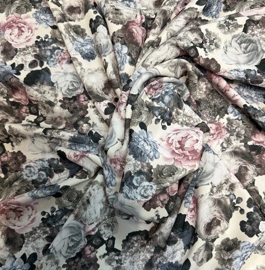 3 Metres Floral Woven Crepe De Chine Fabric (58 Inches) - Multi Colour 3