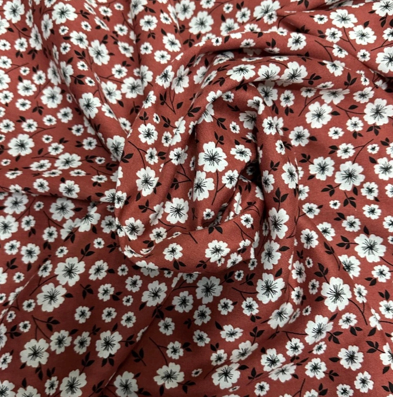 3 Metres Soft Cotton Viscose Fabric (58 Inches) - Multi Coloured Terracota Floral Print