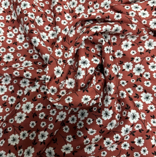 3 Metres Soft Cotton Viscose Fabric (58 Inches) - Multi Coloured Terracota Floral Print