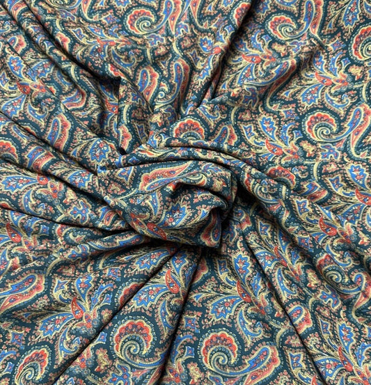 3 Metres Scuba Crepe Jersey Stretch Fabric (58 Inches) - Multi Colour Paisley