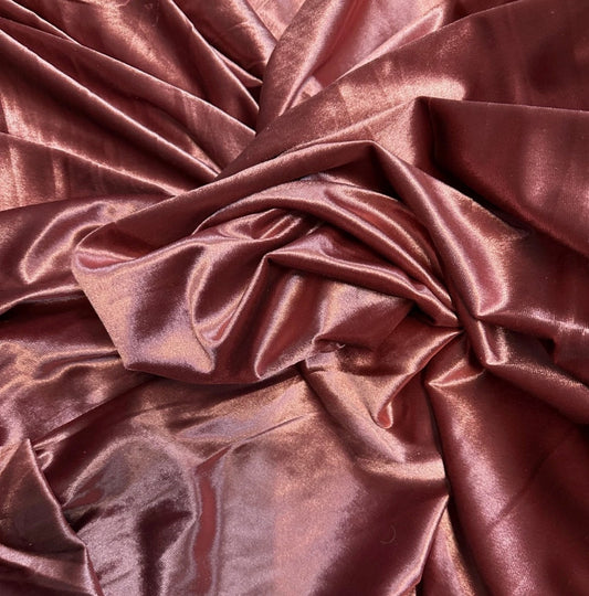 3 Metres Velour Velvet Spandex Stretch Fabric (58 Inches) - Plain Dusky Rose