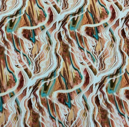 3 Metres Scuba Crepe Stretch Jersey Fabric (58 Inches) - Swirls Multi Coloured 2