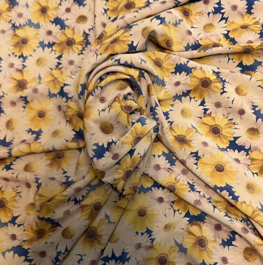 3 Metres Floral Woven Crepe De Chine Fabric (58 Inches) - Daisy Multi Coloured
