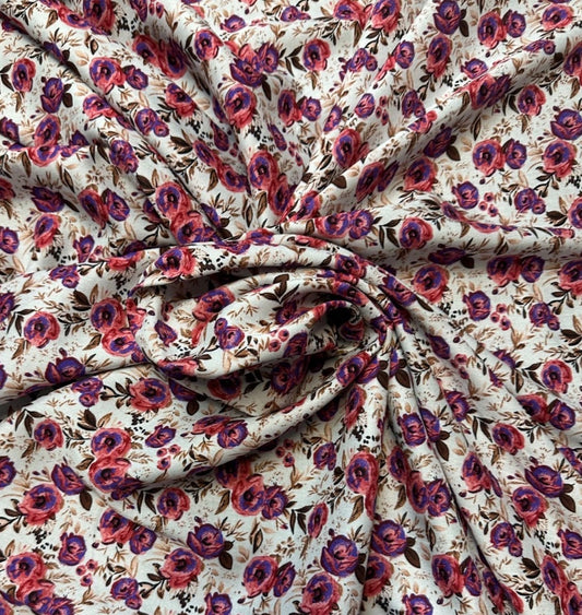 3 Metres Soft Cotton Viscose Fabric (58 Inches) - Multi Coloured Floral Print