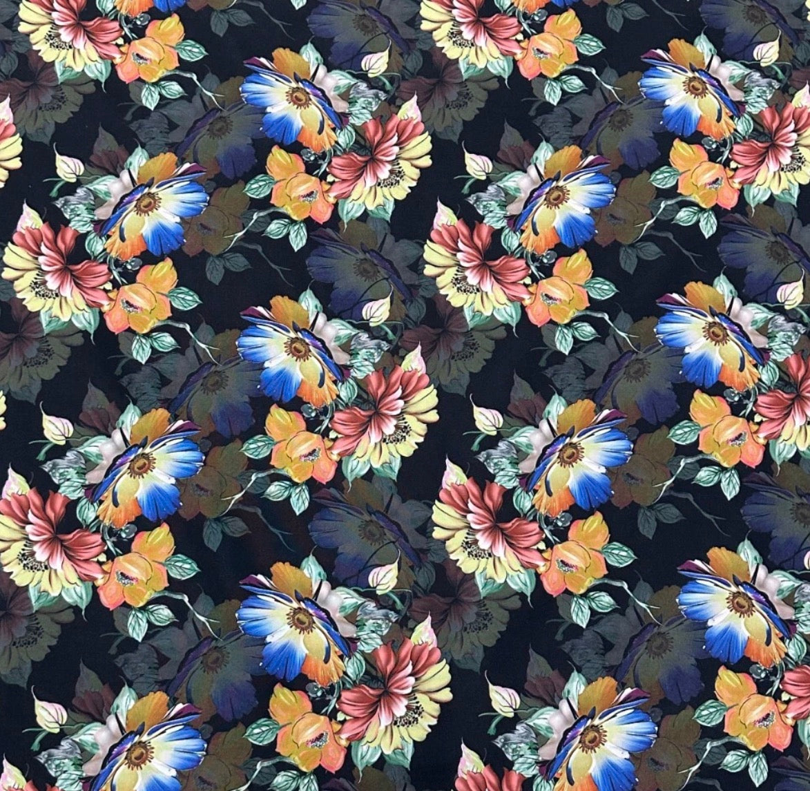 3 Metres Soft Peach Crepe De Chine Fabric (58 Inches) - Floral Print Multi Coloured