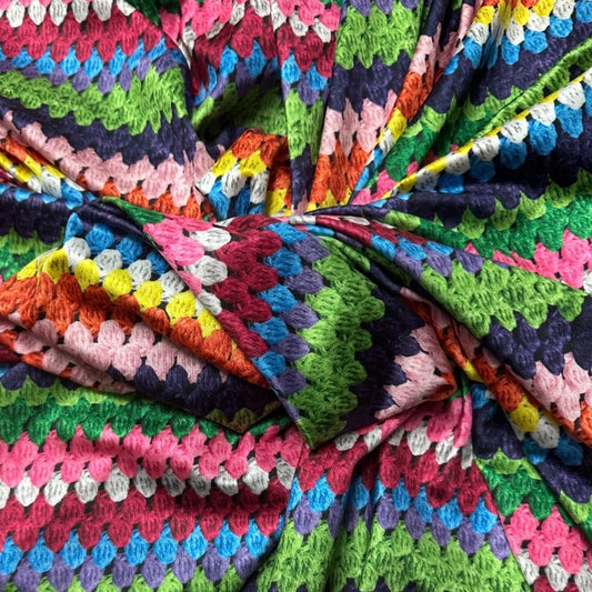 3 Metres Soft Touch Spandex Stretch Fabric (58 Inches) - Random Multi Coloured Print