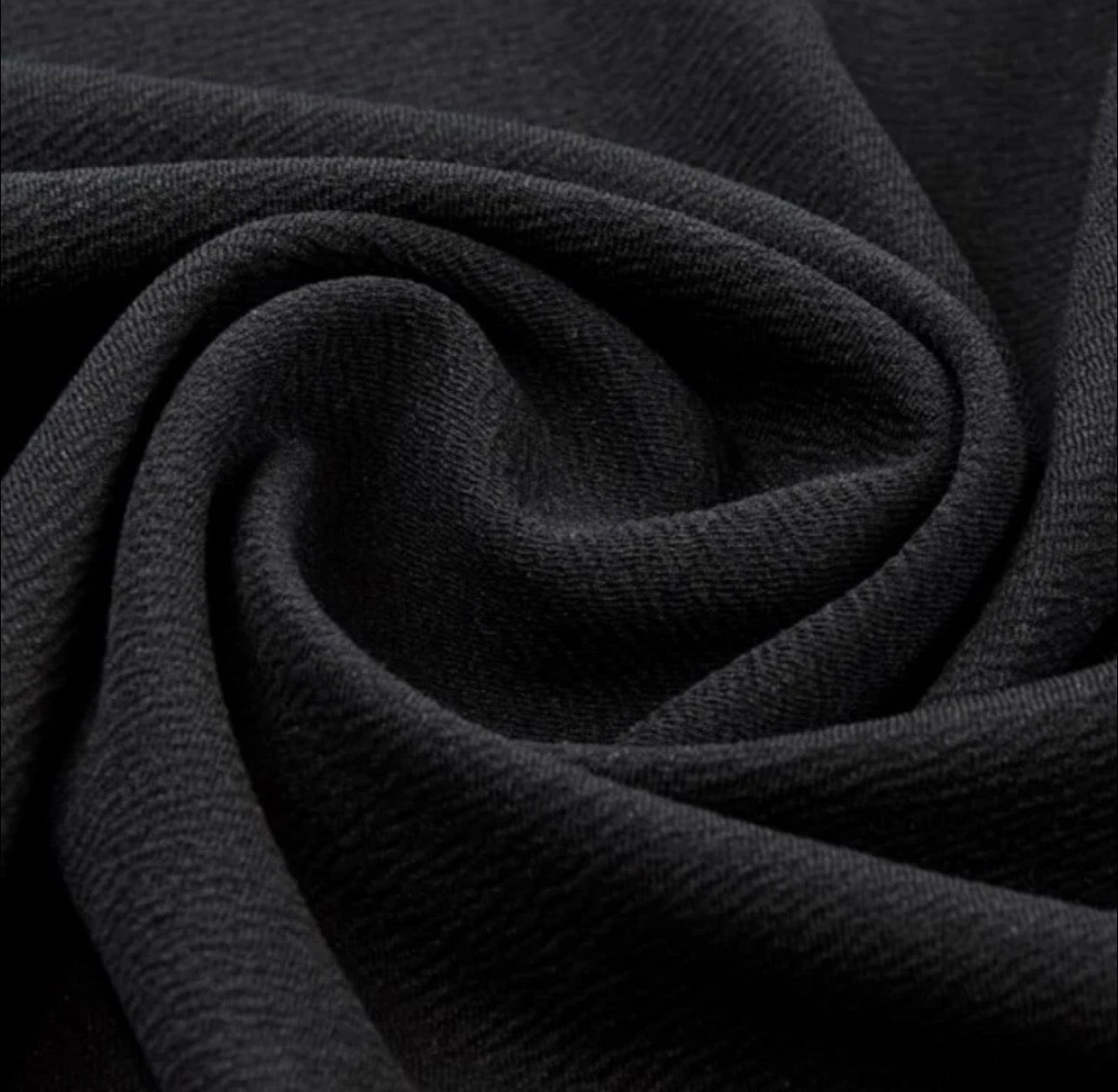 3 Metres Liverpool Textured Scuba Jersey Stretch Fabric (58 Inches) - Plain Black