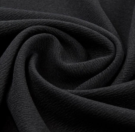 3 Metres Liverpool Textured Scuba Jersey Stretch Fabric (58 Inches) - Plain Black