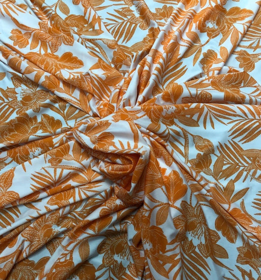 3 Metres Soft Touch Lycra Stretch Fabric (58 Inches) - Orange Multi Coloured