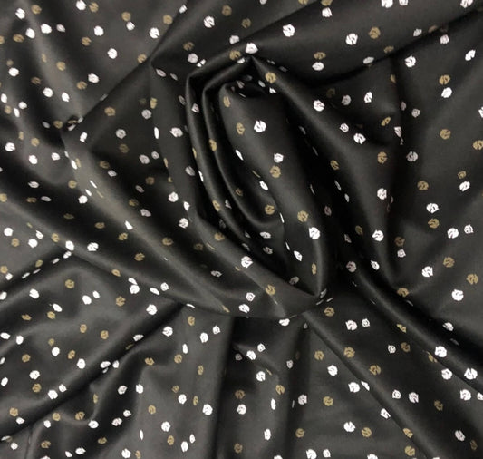 3 Metres Scuba Stretch Jersey Fabric (58 Inches) - Dots Black Grey