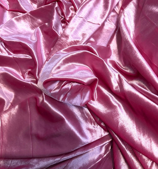 3 Metres Velour Velvet Spandex Stretch Fabric (58 Inches) - Plain Pink