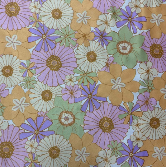 3 Metres Medium Weight Woven Satin Crepe Fabric (58 Inches) - Floral Multi Colour