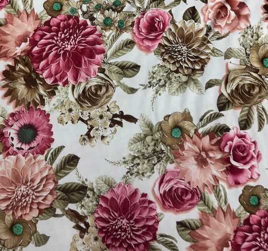 3 Metres Scuba Crepe Jersey Stretch Fabric (58 Inches) - Floral Multi Coloured Print