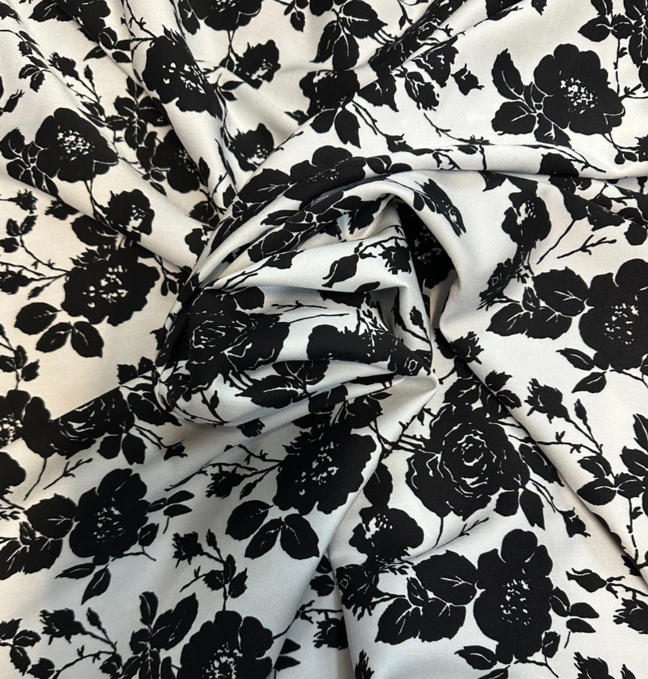 3 Metres Marina Fabric (58 Inches) - Floral White Black