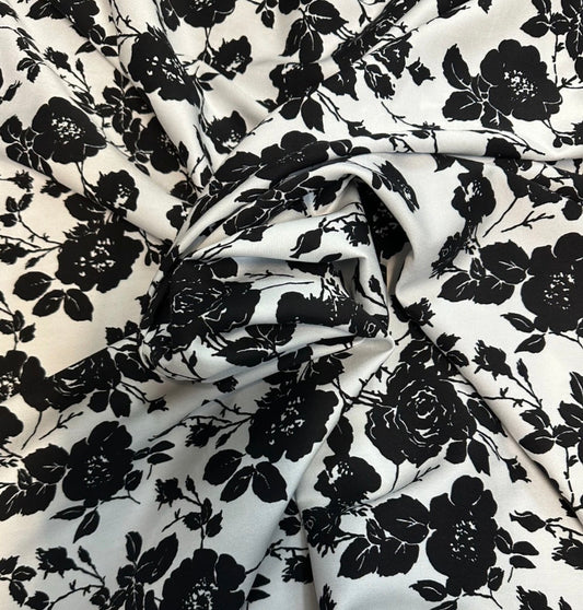 3 Metres Marina Fabric (58 Inches) - Floral White Black