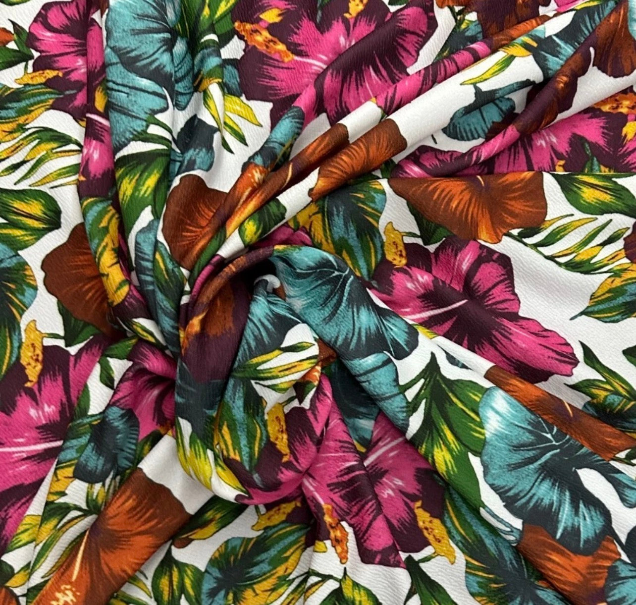 3 Metres Liverpool Textured Scuba Jersey Stretch Fabric (58 Inches) - Random Floral Print