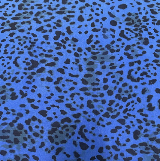 3 Metres Scuba Crepe Jersey Stretch Fabric (58 Inches) - Animal Leopard Print Blue