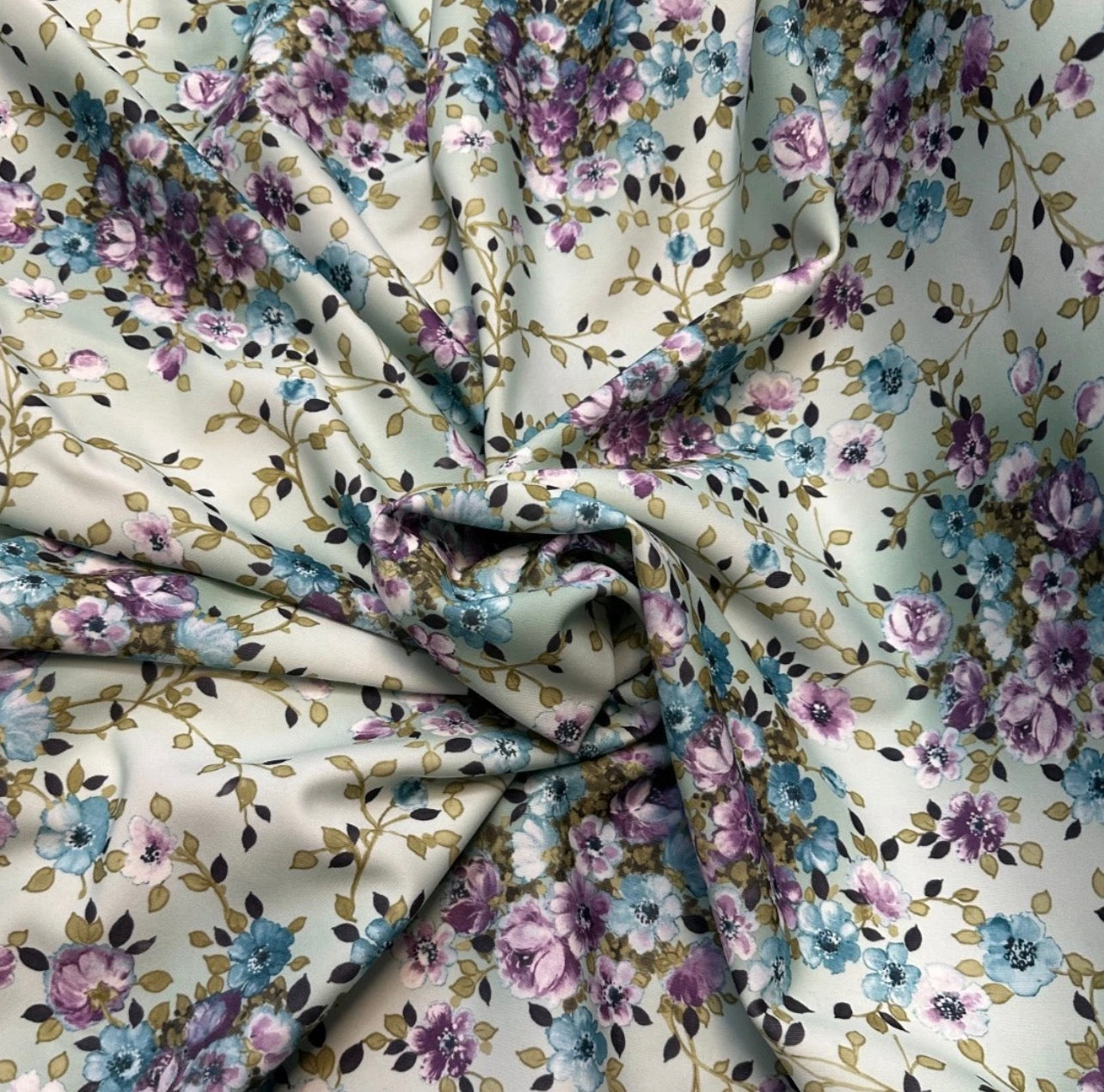 3 Metres Scuba Stretch Jersey Fabric (58 Inches) - Multi Colour Floral
