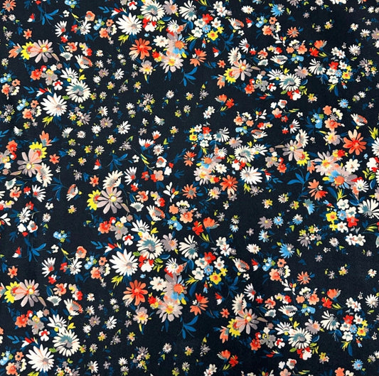 3 Metres Scuba Crepe Jersey Stretch Fabric (58 Inches) - Multi Colour Floral Print