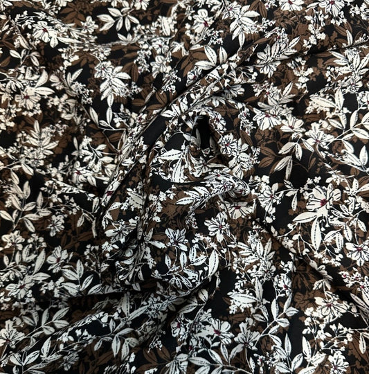 3 Metres Marina Fabric (58 Inches) - Floral Black Brown White