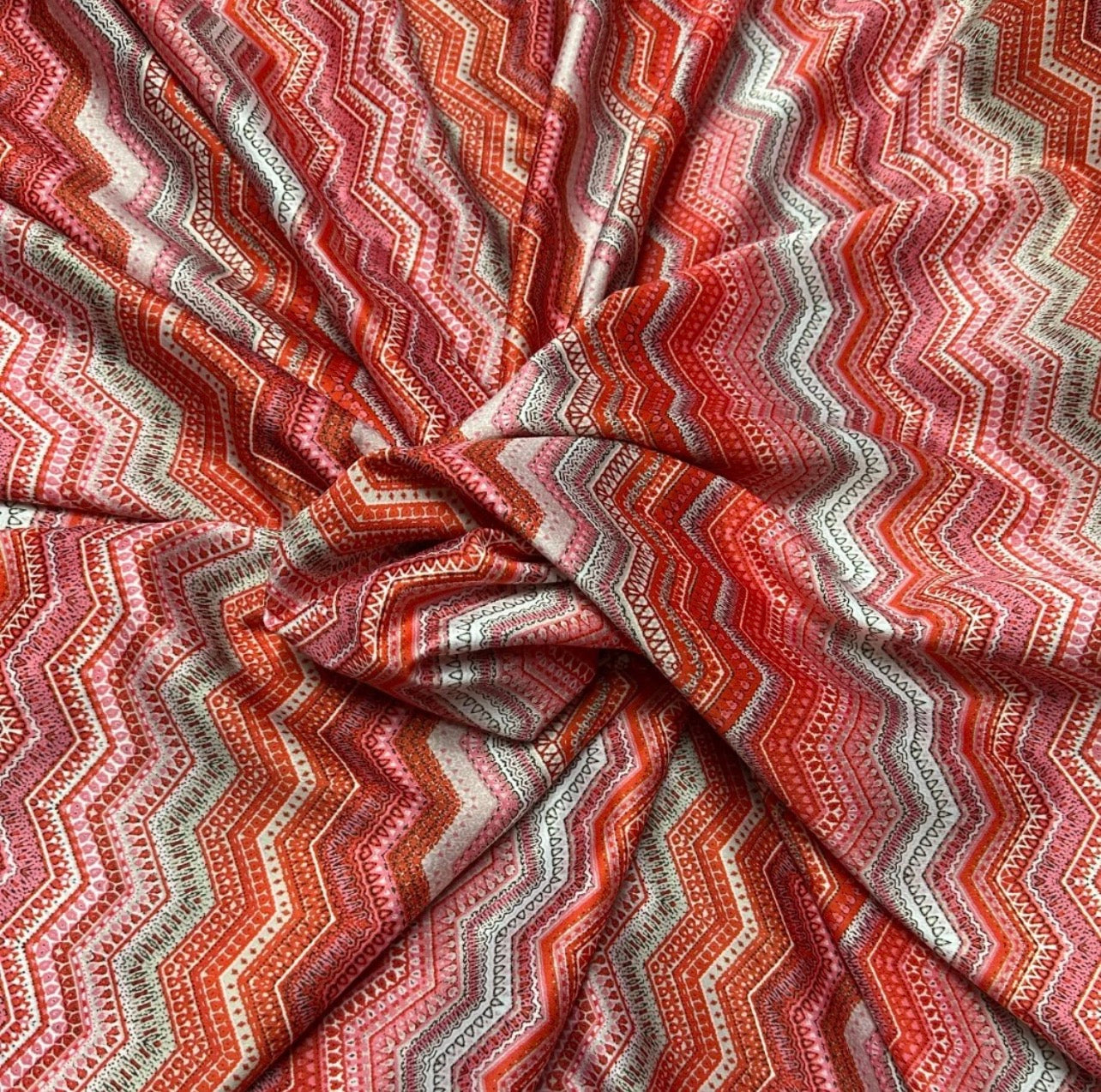 3 Metres Medium Weight Woven Satin Crepe Fabric (58 Inches) - ZigZag Multi Colour