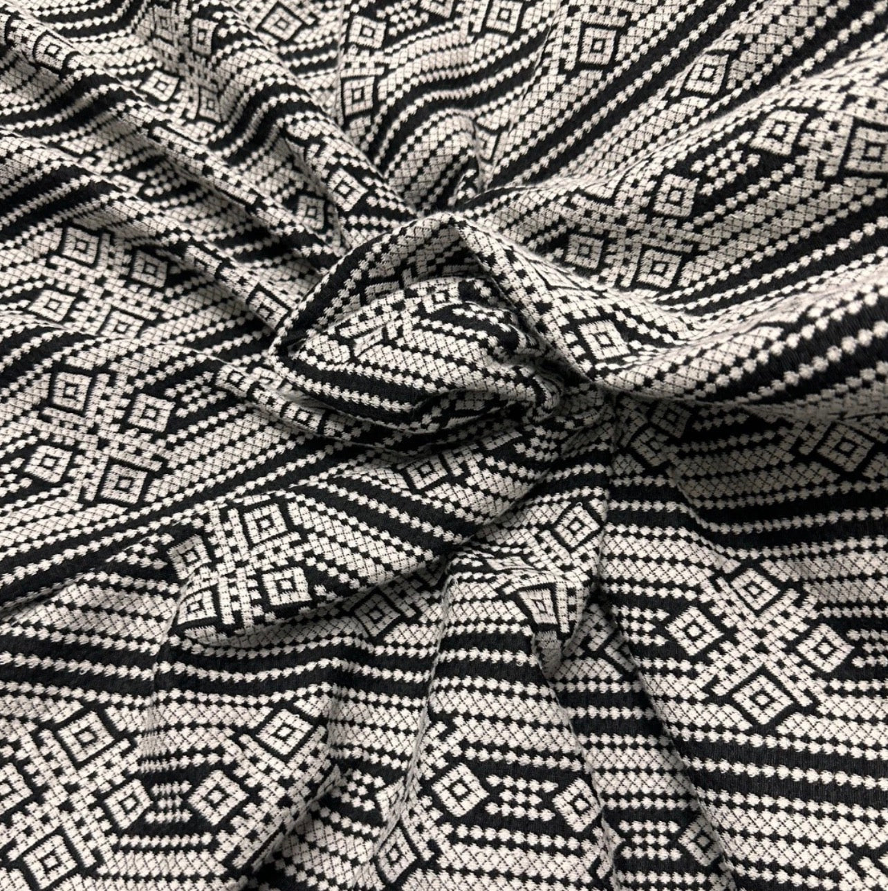 3 Metres Double Knit Jersey Jacquard Fabric (58 Inches) - Random Print Black Ivory Grey