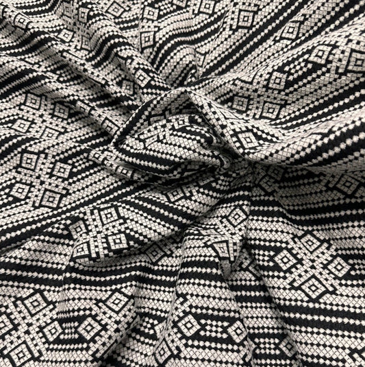 3 Metres Double Knit Jersey Jacquard Fabric (58 Inches) - Random Print Black Ivory Grey