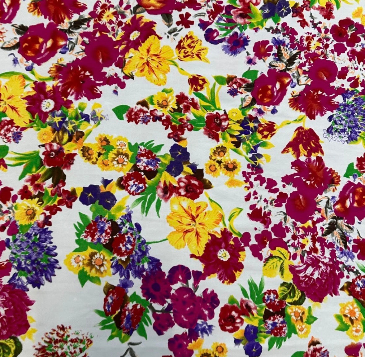 3 Metres Floral Soft Cotton Viscose Fabric (58 Inches) - Multi Colour 2
