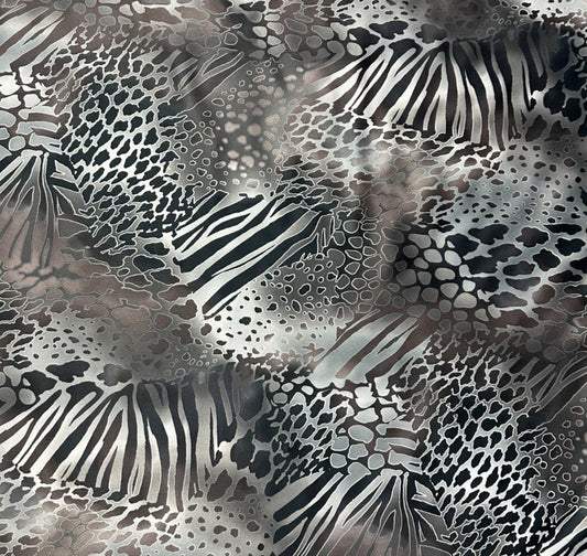 3 Metres Medium Weight Woven Satin Crepe Fabric (58 Inches) - Animal Multi Colour