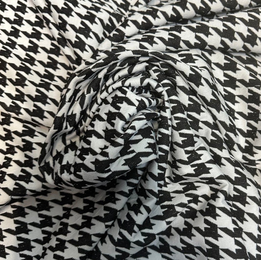3 Metres Double Knit Jersey Jacquard Fabric (58 Inches) - Houndstooth Print Black White