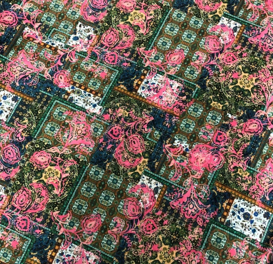 3 Metres Scuba Stretch Jersey Fabric (58 Inches) - Pink Random Print