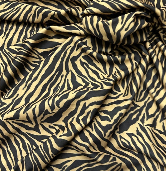 3 Metres Scuba Crepe Jersey Stretch Fabric (58 Inches) - Animal Zebra Yellow Black