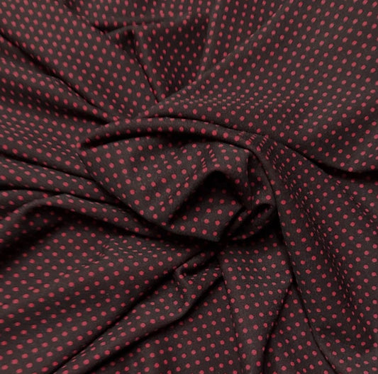 3 Metres Scuba Crepe Jersey Stretch Fabric (58 Inches) - Polka Dot Black Red