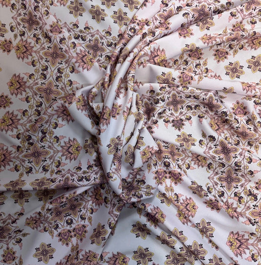 3 Metres Floral Woven Crepe De Chine Fabric (58 Inches) - Multi Colour 2