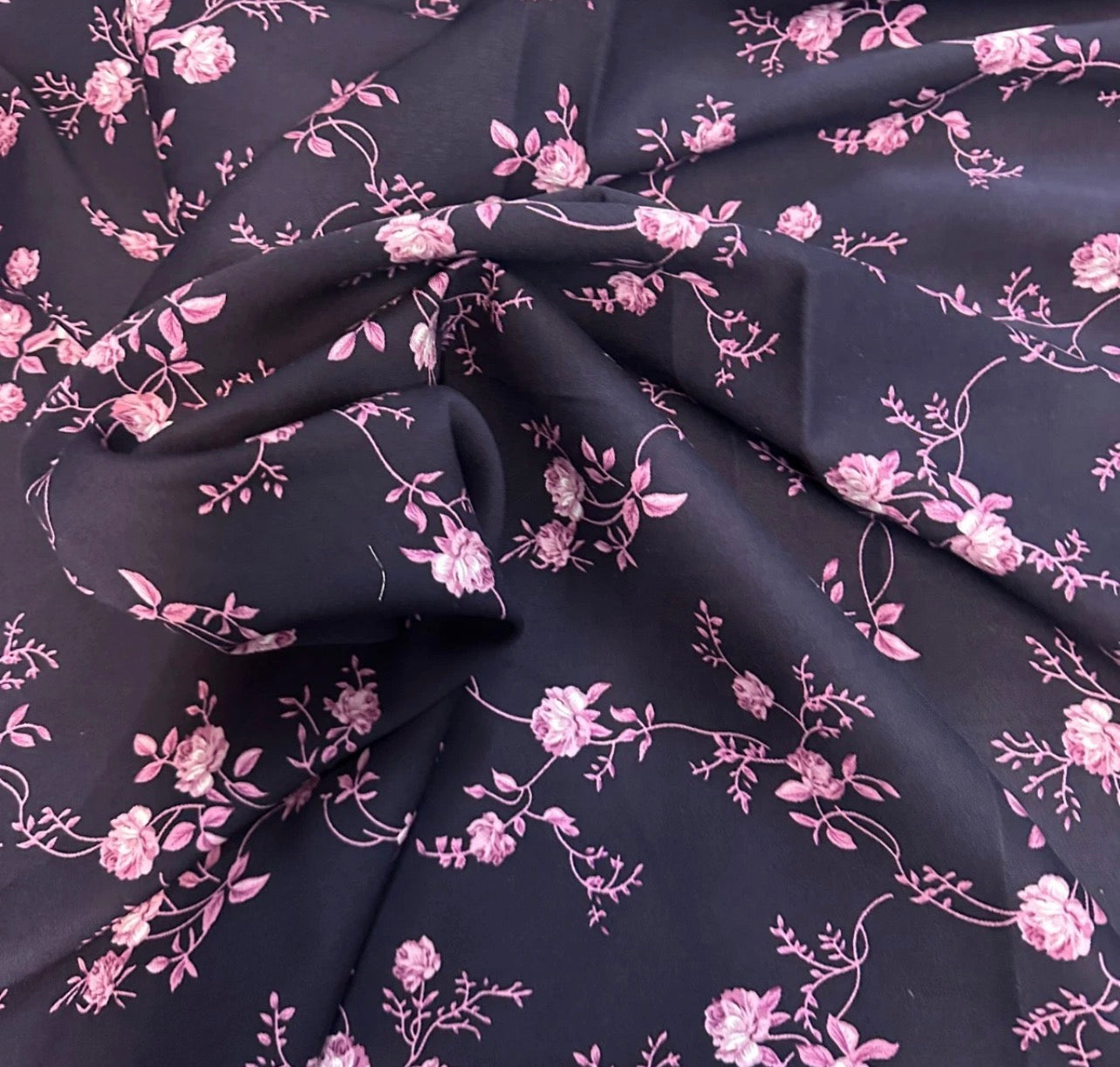 3 Metres Marina Fabric (58 Inches) - Floral Navy Blue Pink