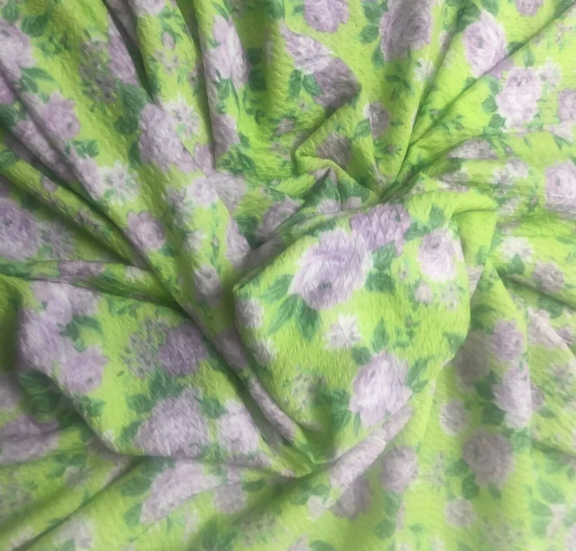 3 Metres Jersey Jacquard Fabric (58 Inches) - Floral Green Print