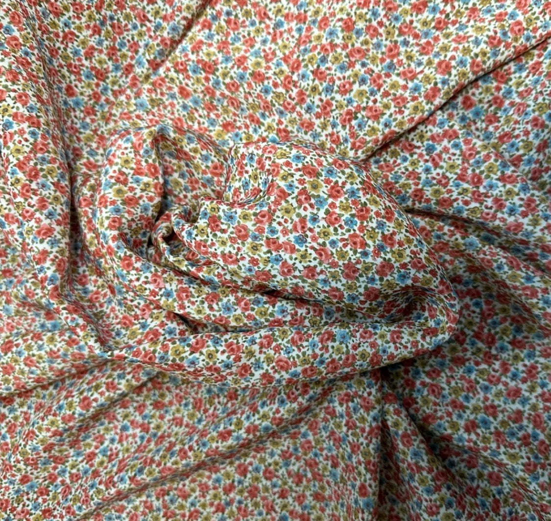 3 Metres Floral Woven Crepe De Chine Fabric (58 Inches) - Ditsy Multi Coloured
