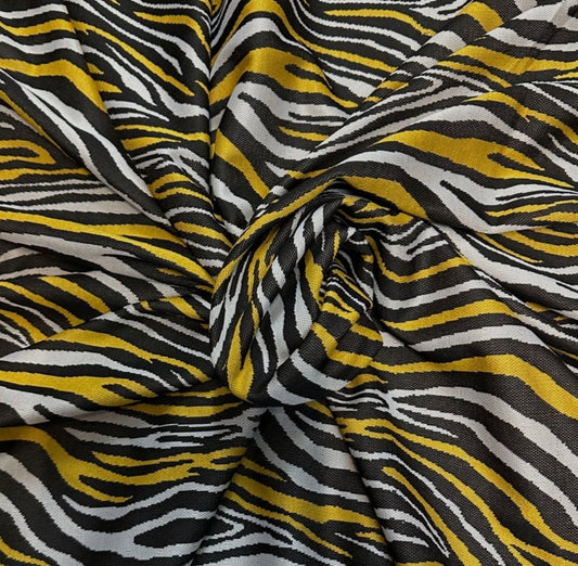 3 Metres Double Knit Jersey Jacquard Stretch Fabric (58 Inches) - Yellow Zebra Animal