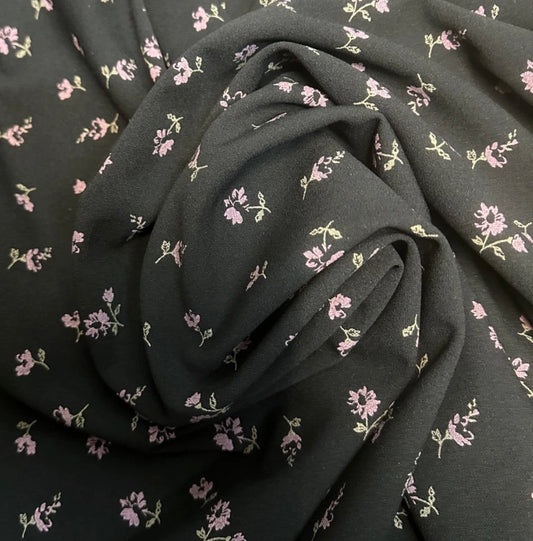 3 Metres Scuba Crepe Jersey Stretch Fabric (58 Inches) - Floral Black Print