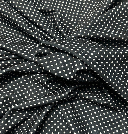3 Metres Scuba Crepe Jersey Stretch Fabric (58 Inches) - Polka Dot Black White