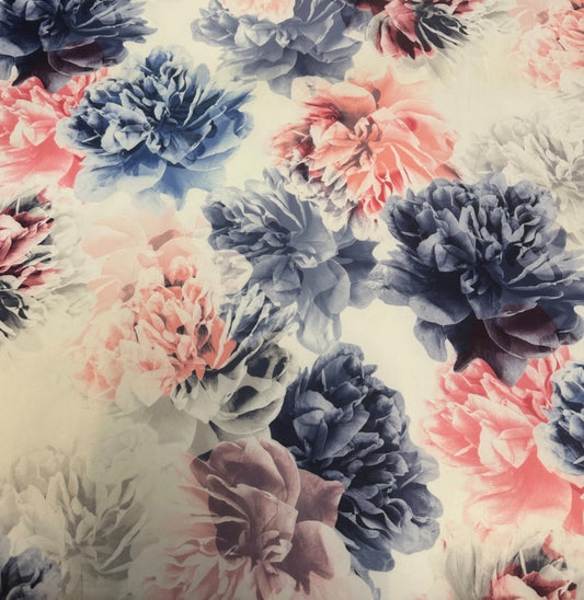 3 Metres Scuba Stretch Jersey Fabric (58 Inches) - Big Floral Multi Colour