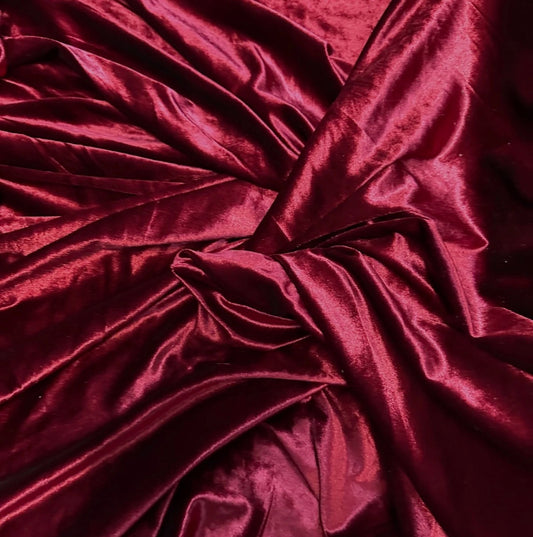 3 Metres Velour Velvet Spandex Stretch Fabric (58 Inches) - Plain Burgandy