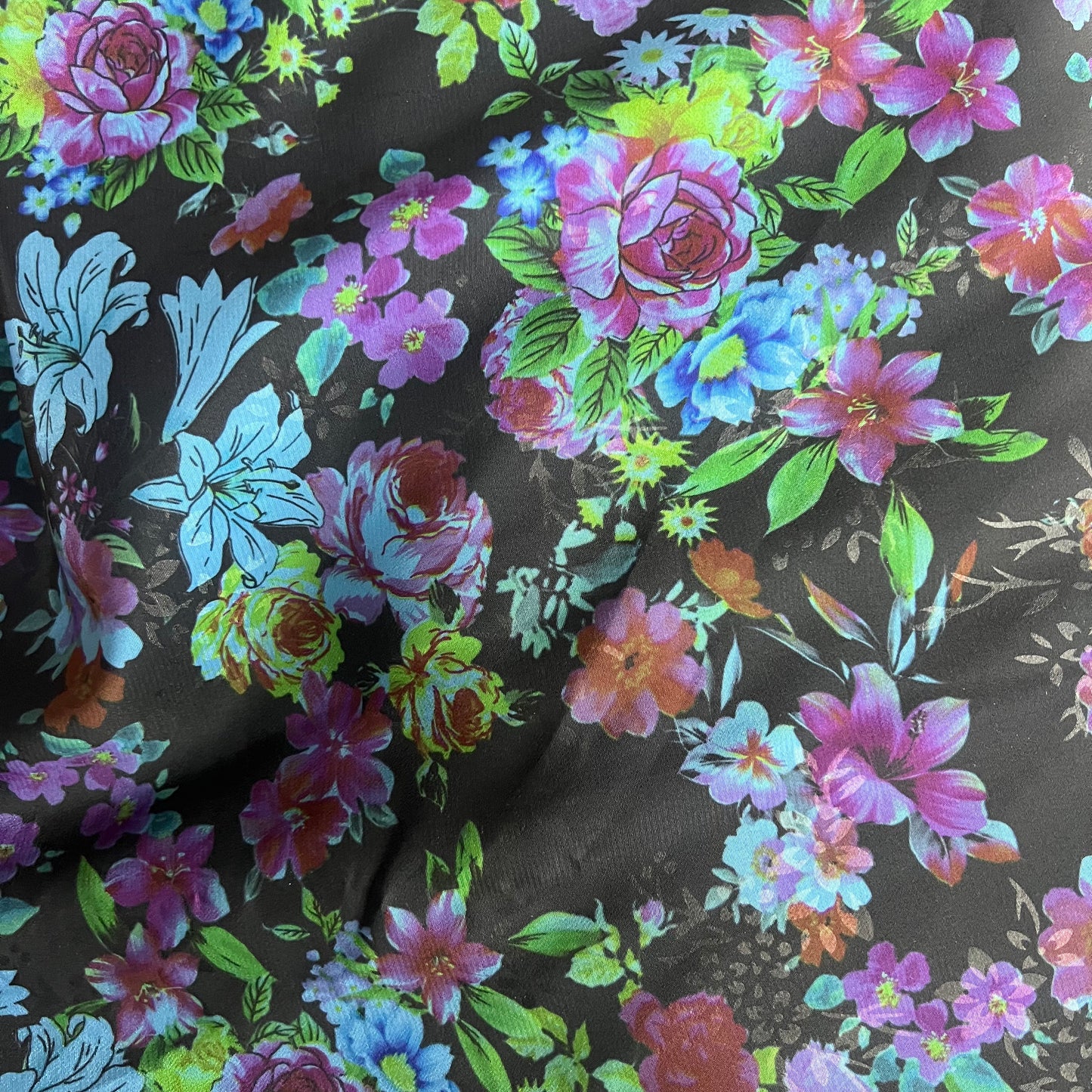 Woven Chirimen Crepe De Chine Fabric Multi (58 Inches) - Floral Per Metre