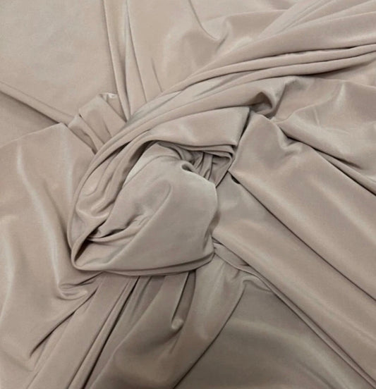3 Metres Soft Touch Lycra Stretch Fabric (58 Inches) - Plain Stone / Light Gold