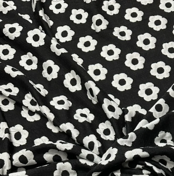 Double Jersey Knit Jacquard Fabric Daisy Floral (58 Inches) - Per Metre