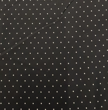 Soft Crepe De Chine Print Polka Dot Fabric (58 Inches) - Black Per Metre