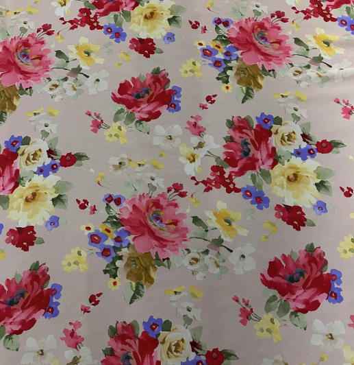 Woven Crepe De Chine Print Fabric (58 Inches) - Floral Multi Coloured R Per Metre