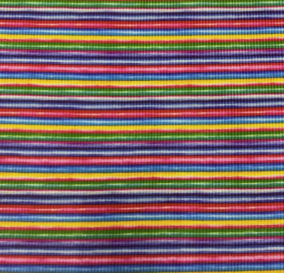 Multi Coloured Stripe Print Ottoman Ribbed Jersey Fabric (58 Inches) - Per Metre