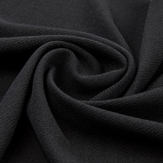 Textured Liverpool Crepe Scuba Jersey Stretch Fabric (58 Inches) - Plain Black Per Metre